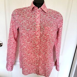 Liberty of London Art Fabrics Sz S Pink Floral Blouse 100% Cotton